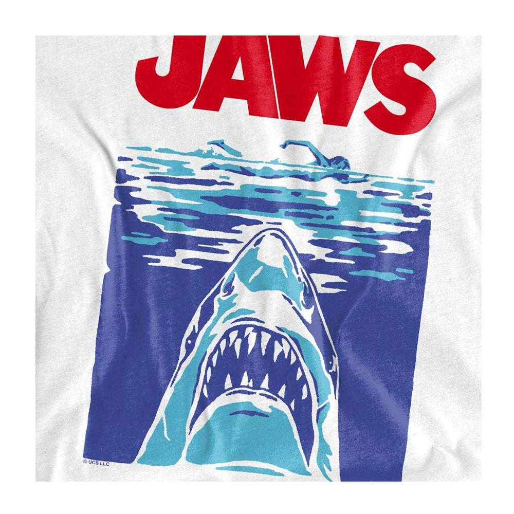 White - Side - Jaws Childrens-Kids Ringspun Cotton 50th Anniversary T-Shirt