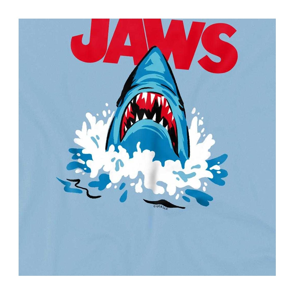 Light Blue - Side - Jaws Childrens-Kids Cartoon 50th T-Shirt