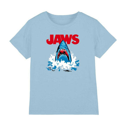 Light Blue - Front - Jaws Childrens-Kids Cartoon 50th T-Shirt