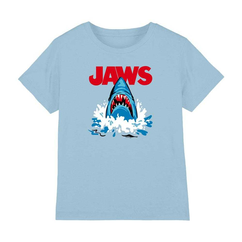 Light Blue - Front - Jaws Childrens-Kids Cartoon 50th T-Shirt