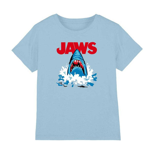 Light Blue - Front - Jaws Childrens-Kids Cartoon 50th T-Shirt