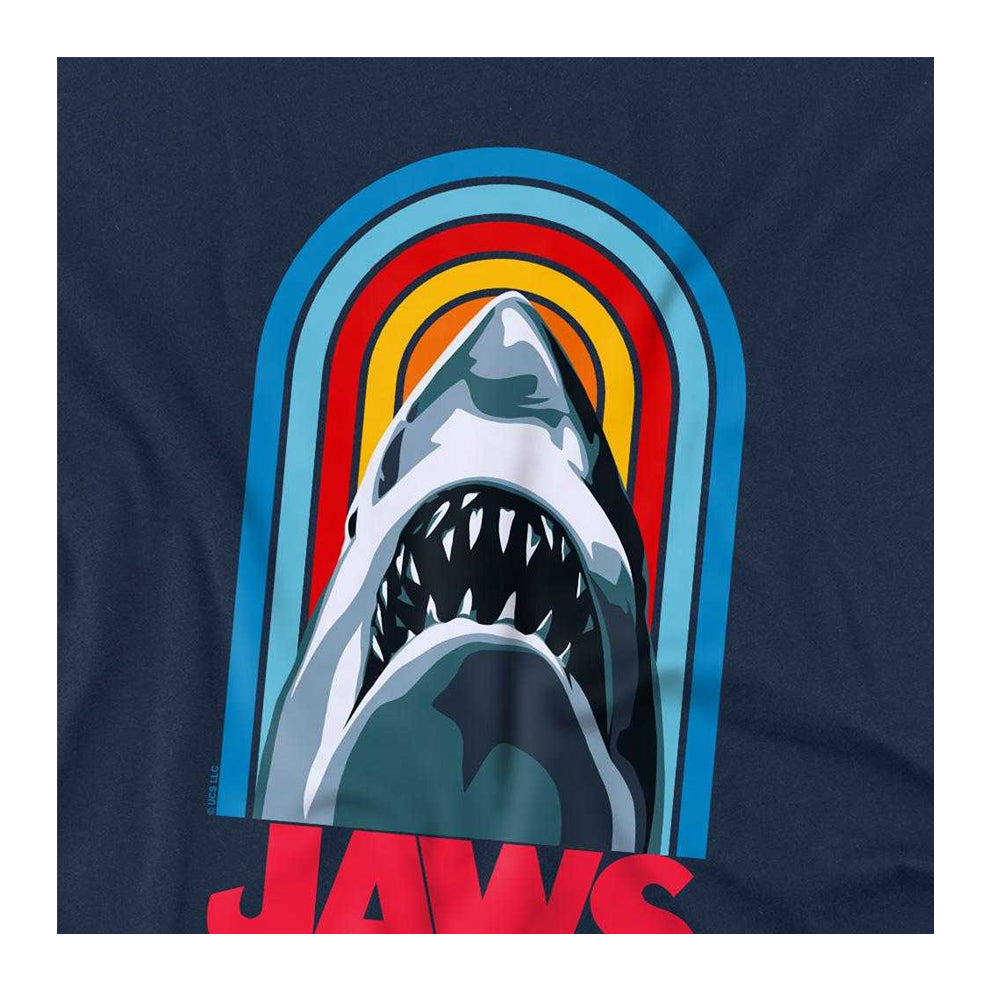 Navy - Side - Jaws Childrens-Kids Retro Logo T-Shirt