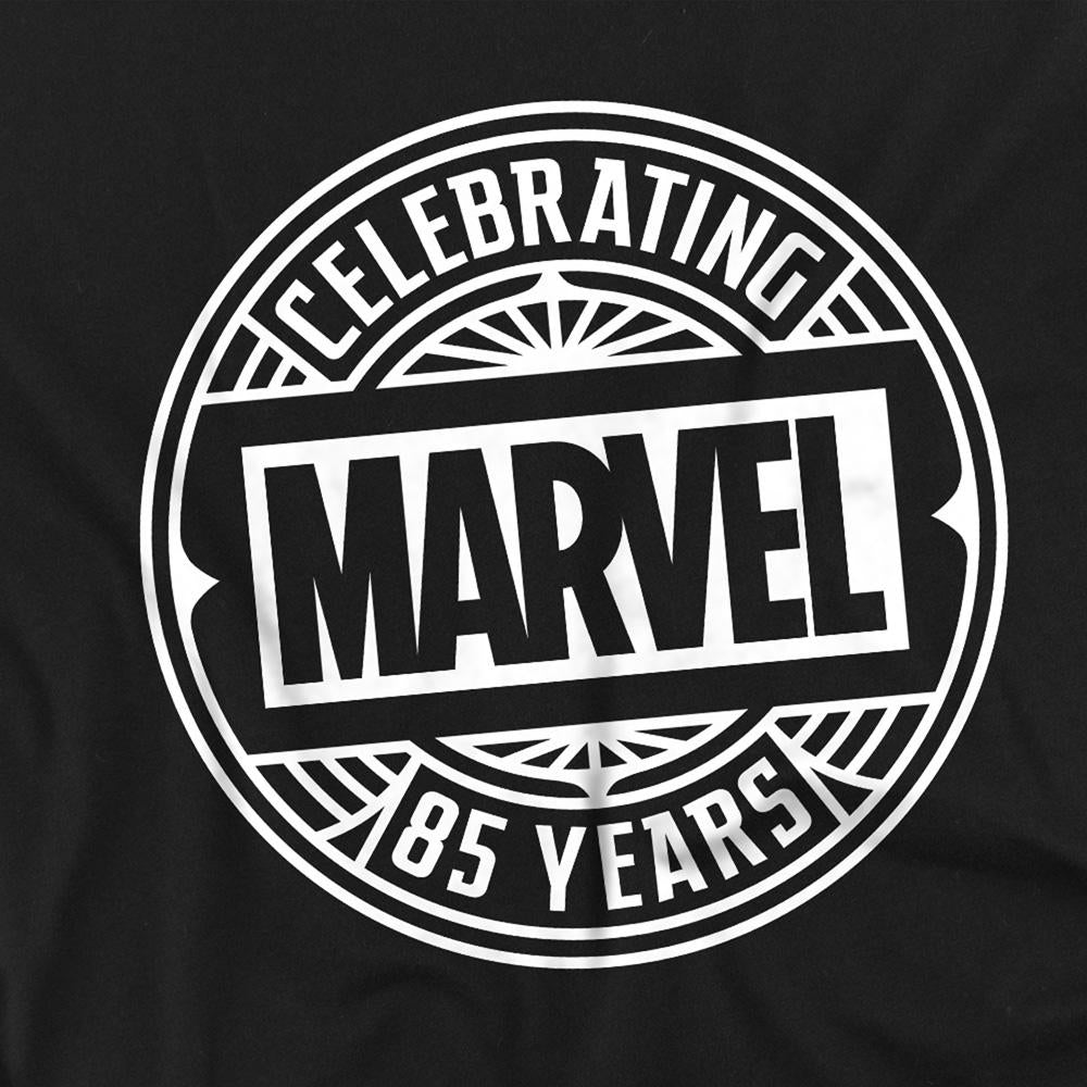 Black - Side - Marvel Universe Unisex Adult 85 Years T-Shirt