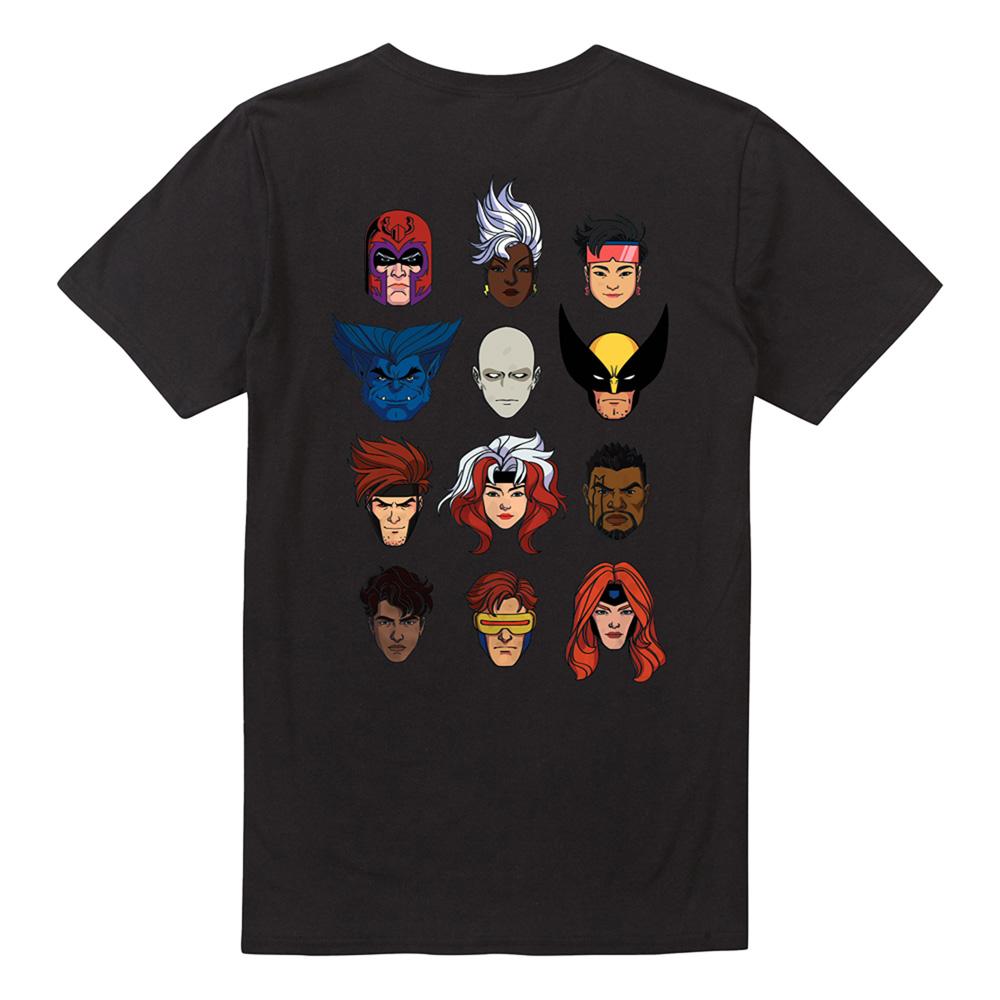 Black - Back - X-Men Unisex Adult Faces Ringspun Cotton T-Shirt