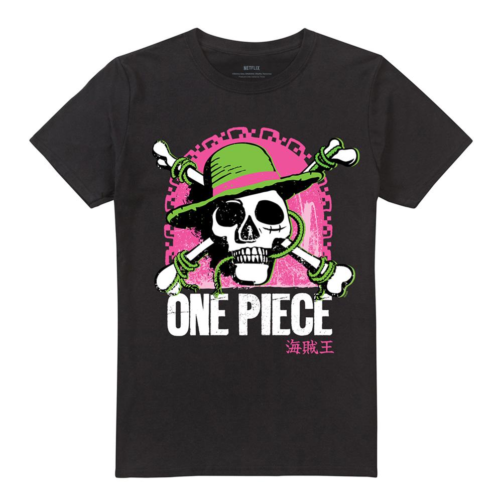 Black - Front - One Piece Unisex Adult Jolly Roger T-Shirt