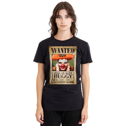 Black - Lifestyle - One Piece Womens-Ladies Buggy the Clown Wanted Poster T-Shirt
