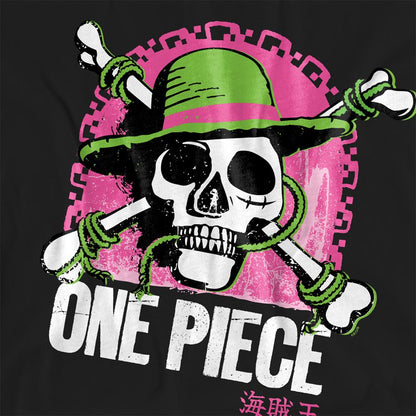 Black - Side - One Piece Womens-Ladies Jolly Roger T-Shirt