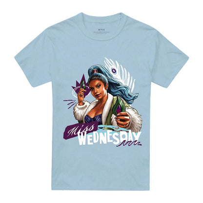 Light Blue - Front - One Piece Unisex Adult Miss Wednesday Doodle T-Shirt