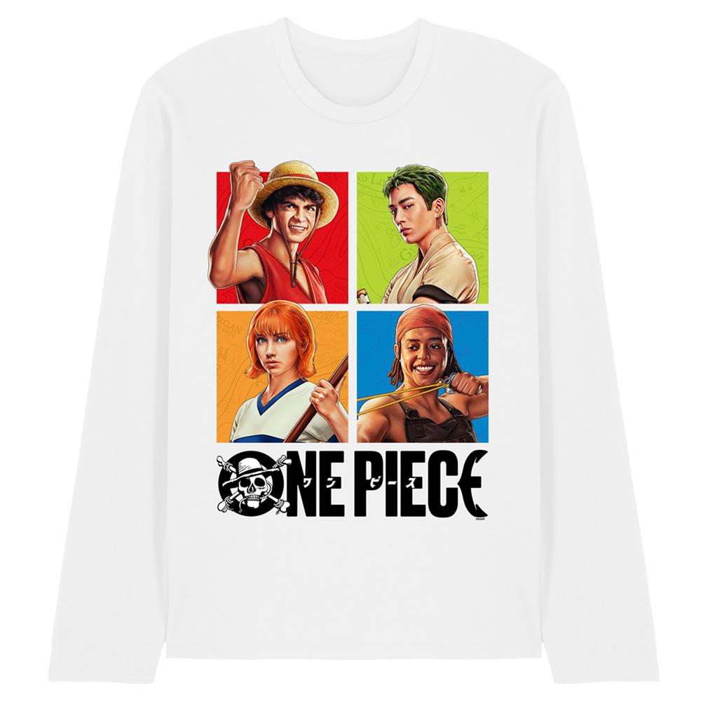 White - Front - One Piece Unisex Adult Squares T-Shirt