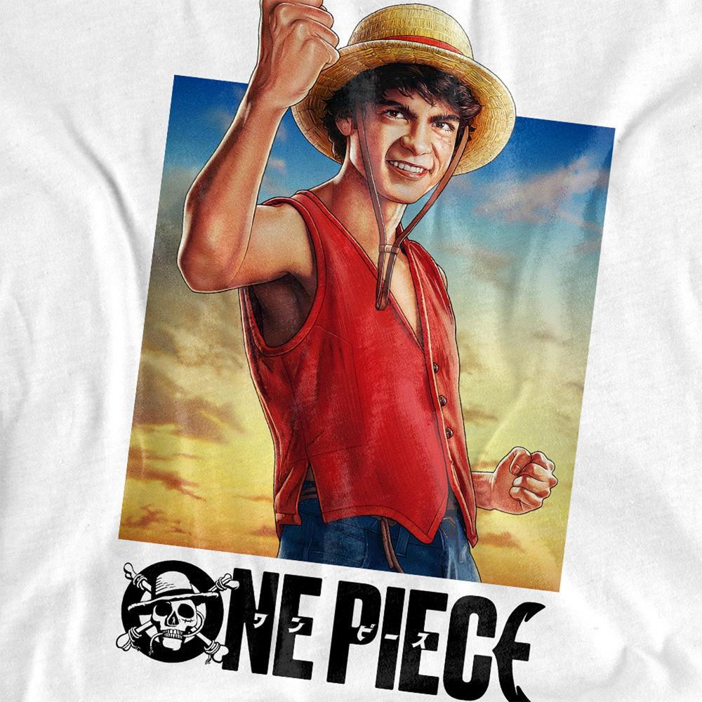 White - Side - One Piece Childrens-Kids Luffy Straw Hat T-Shirt