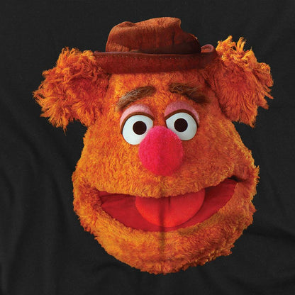 Black - Side - The Muppets Unisex Adult Fozzie Bear Face Long-Sleeved T-Shirt