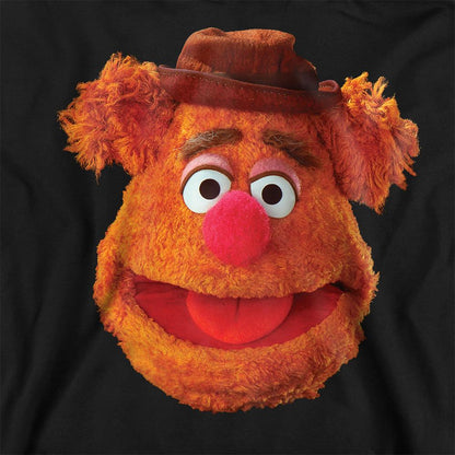 Black - Side - The Muppets Unisex Adult Fozzie Bear Face Long-Sleeved Sweatshirt