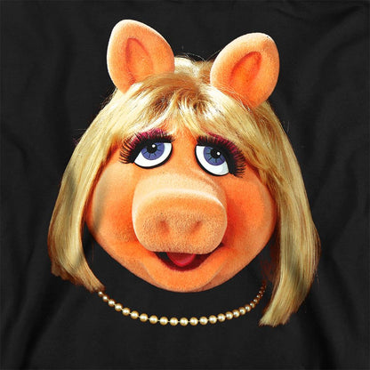 Black - Side - The Muppets Unisex Adult Miss Piggy Face Sweatshirt