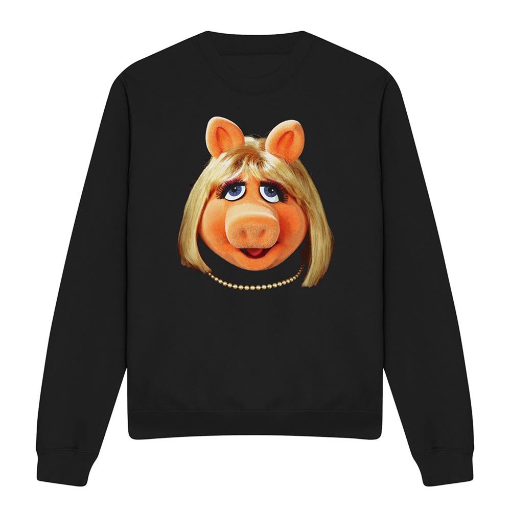 Black - Front - The Muppets Unisex Adult Miss Piggy Face Sweatshirt