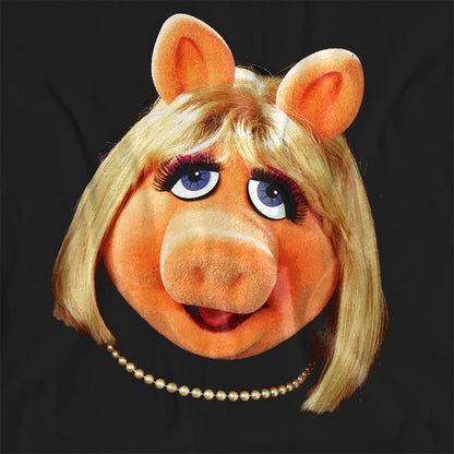 Black - Side - The Muppets Womens-Ladies Miss Piggy Face T-Shirt
