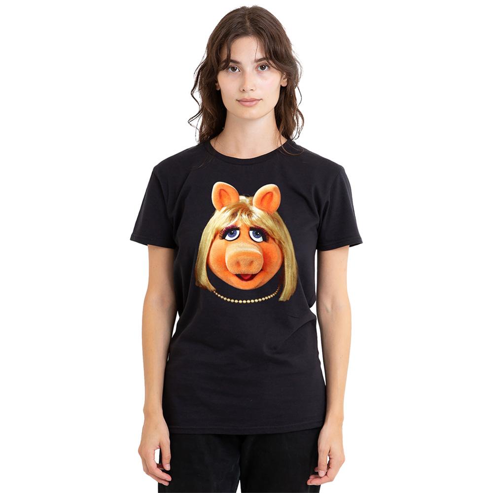 Black - Lifestyle - The Muppets Womens-Ladies Miss Piggy Face T-Shirt