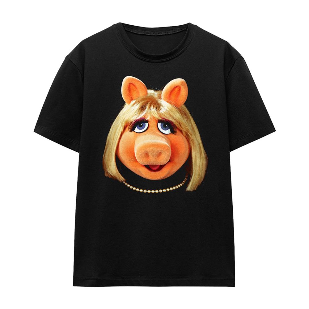 Black - Front - The Muppets Womens-Ladies Miss Piggy Face T-Shirt