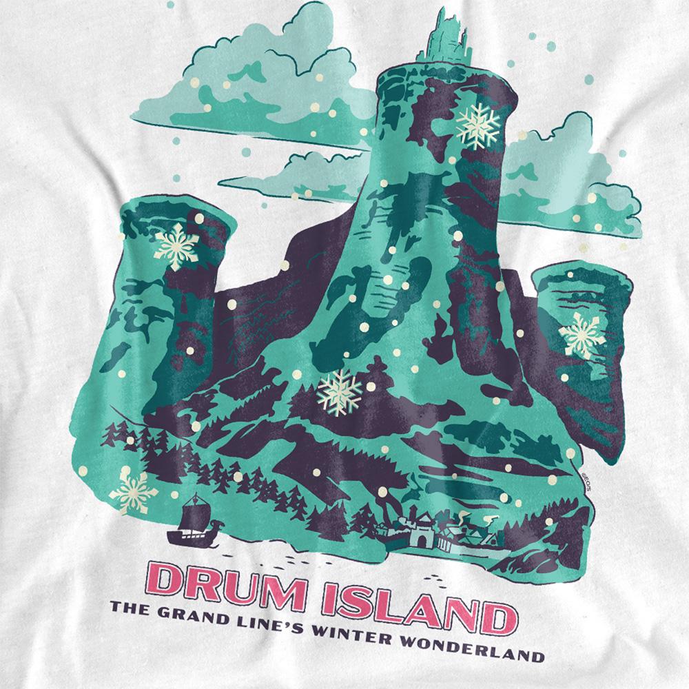 White - Side - One Piece Childrens-Kids Drum Island Winter Wonderland Poster T-Shirt