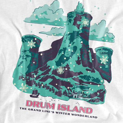 White - Side - One Piece Childrens-Kids Drum Island Winter Wonderland Poster T-Shirt