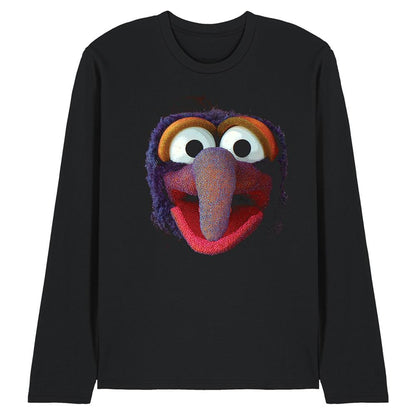 Black - Front - The Muppets Unisex Adult Gonzo Character Face Long-Sleeved T-Shirt