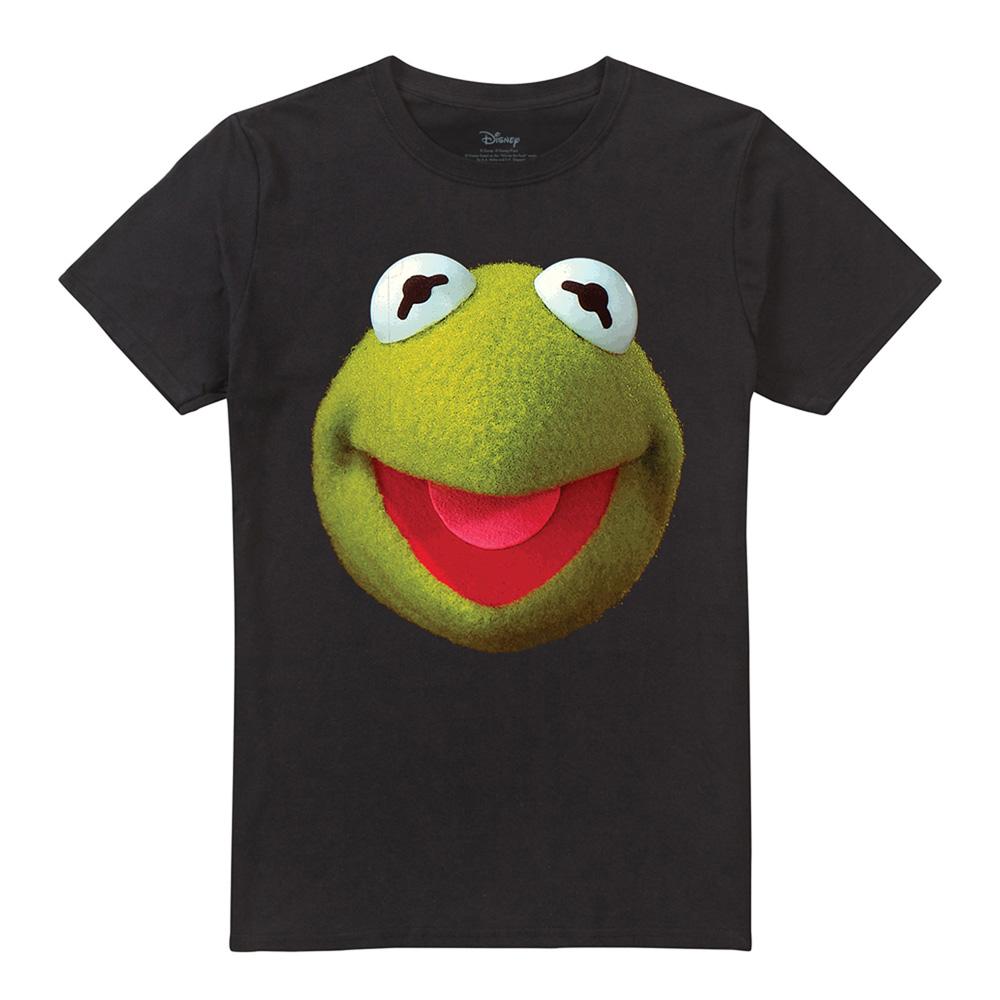 Black - Front - The Muppets Unisex Adult Kermit Face T-Shirt