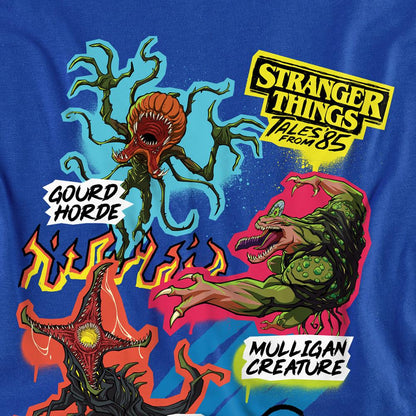 Royal Blue - Side - Stranger Things: Tales from ´85 Unisex Adult Monsters Scrapbook Long-Sleeved T-Shirt