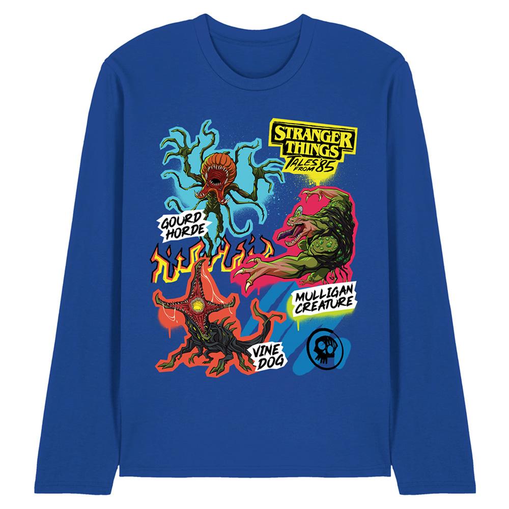 Royal Blue - Front - Stranger Things: Tales from ´85 Unisex Adult Monsters Scrapbook Long-Sleeved T-Shirt