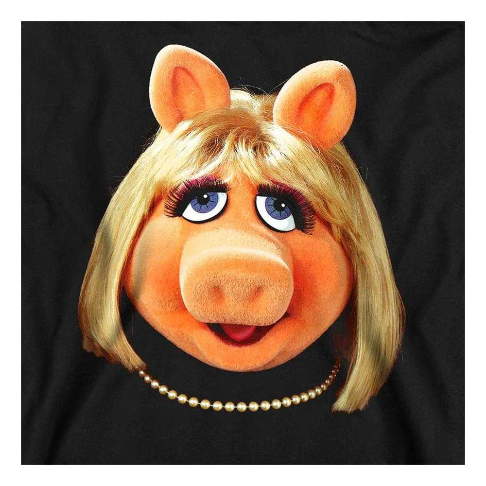 Black - Side - The Muppets Unisex Adult Miss Piggy Face Sweatshirt