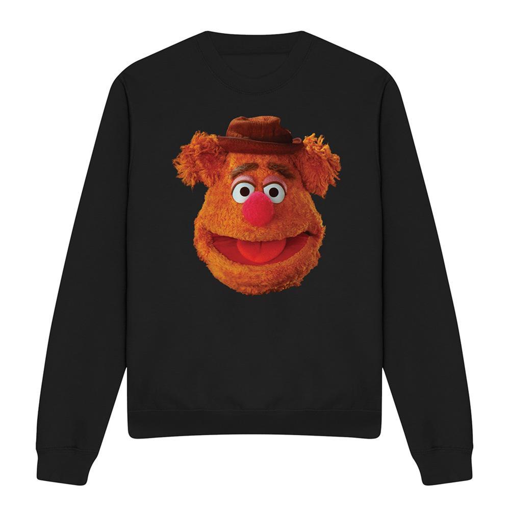 Black - Front - The Muppets Unisex Adult Fozzie Bear Face Sweatshirt
