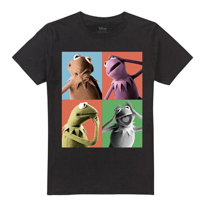 Black - Front - The Muppets Unisex Adult Kermit Poses T-Shirt