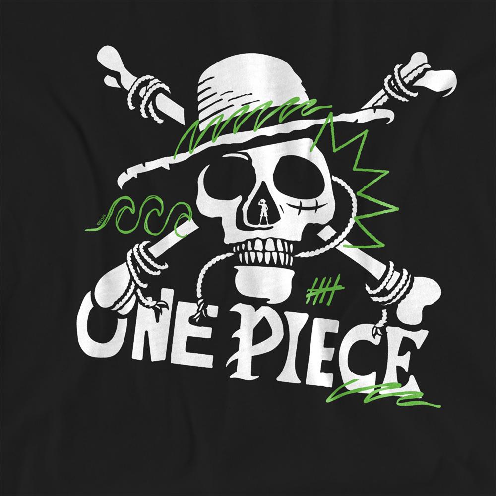 Black - Side - One Piece Womens-Ladies Jolly Roger Doodle T-Shirt