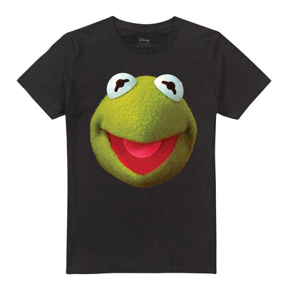 Black - Front - The Muppets Unisex Adult Kermit Face T-Shirt