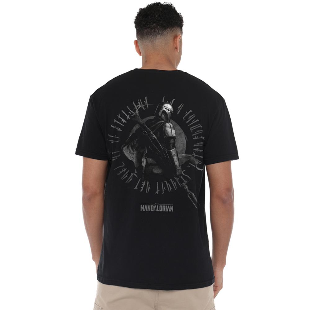 Black - Lifestyle - Star Wars The Mandalorian Unisex Adult Religion Front Back Back Print Ringspun Cotton T-Shirt