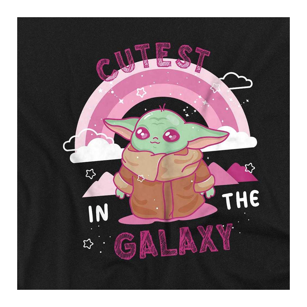 Pink - Side - Star Wars Childrens-Kids Cutest In The Galaxy Grogu Ringspun Cotton T-Shirt
