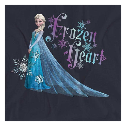 Deep Navy - Side - Frozen Womens-Ladies Frozen Heart Elsa T-Shirt