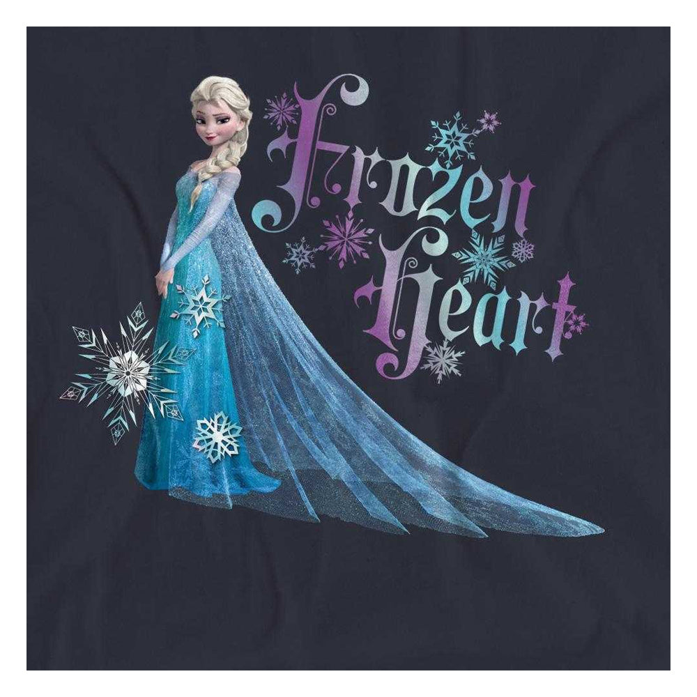 Deep Navy - Side - Frozen Womens-Ladies Frozen Heart Elsa T-Shirt