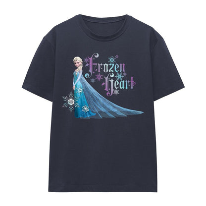 Deep Navy - Front - Frozen Womens-Ladies Frozen Heart Elsa T-Shirt