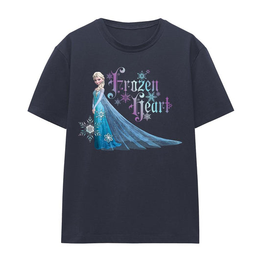 Deep Navy - Front - Frozen Womens-Ladies Frozen Heart Elsa T-Shirt