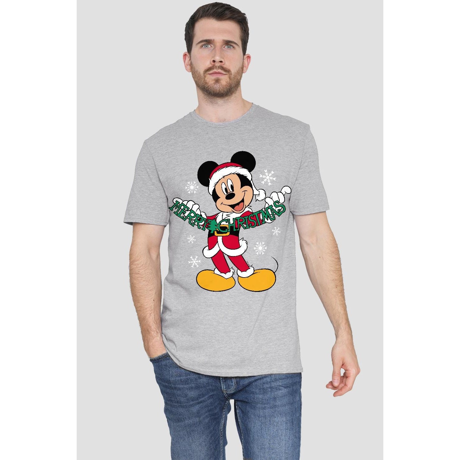 Sport Heather - Back - Disney Mens Merry Christmas Mickey Mouse T-Shirt