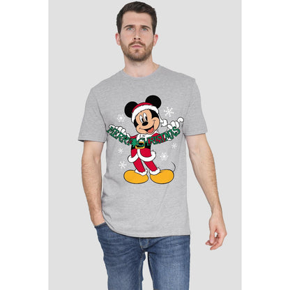 Sport Heather - Back - Disney Mens Merry Christmas Mickey Mouse T-Shirt