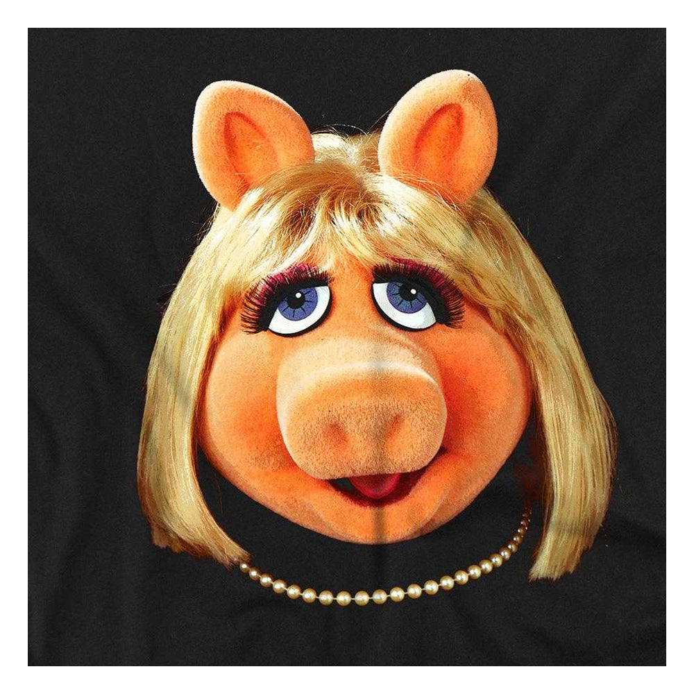 Black - Side - The Muppets Unisex Adult Miss Piggy Face T-Shirt