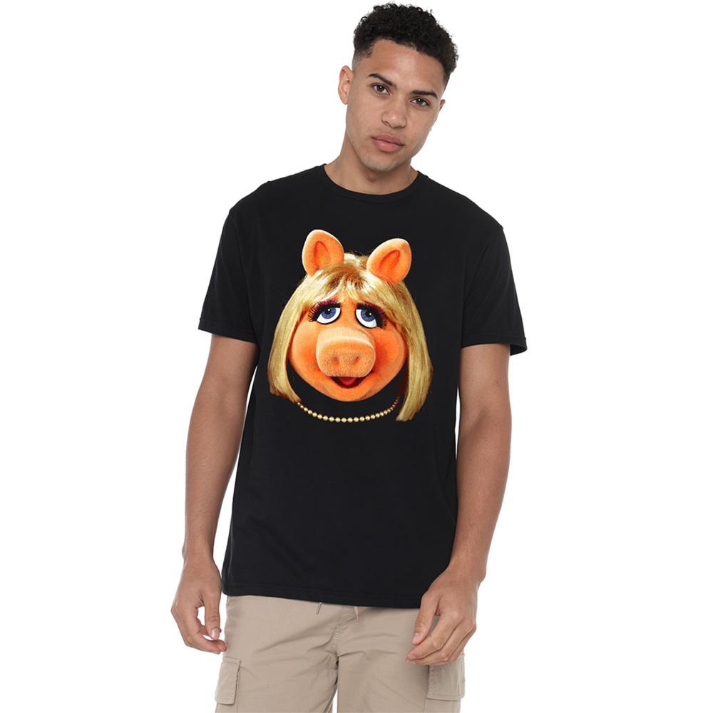Black - Pack Shot - The Muppets Unisex Adult Miss Piggy Face T-Shirt