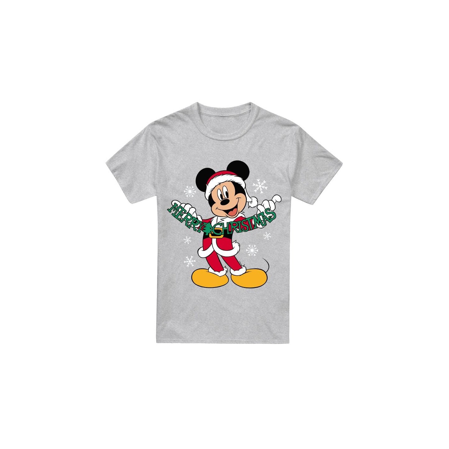 Sport Heather - Front - Disney Mens Merry Christmas Mickey Mouse T-Shirt