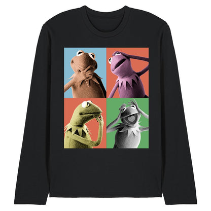 Black - Front - The Muppets Unisex Adult Kermit Long-Sleeved T-Shirt