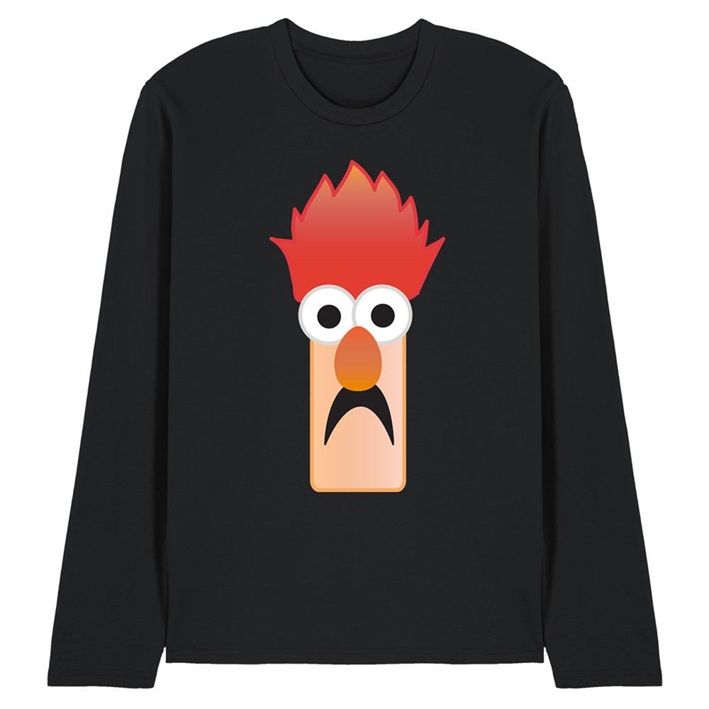 Black - Front - The Muppets Unisex Adult Beaker Face Long-Sleeved T-Shirt