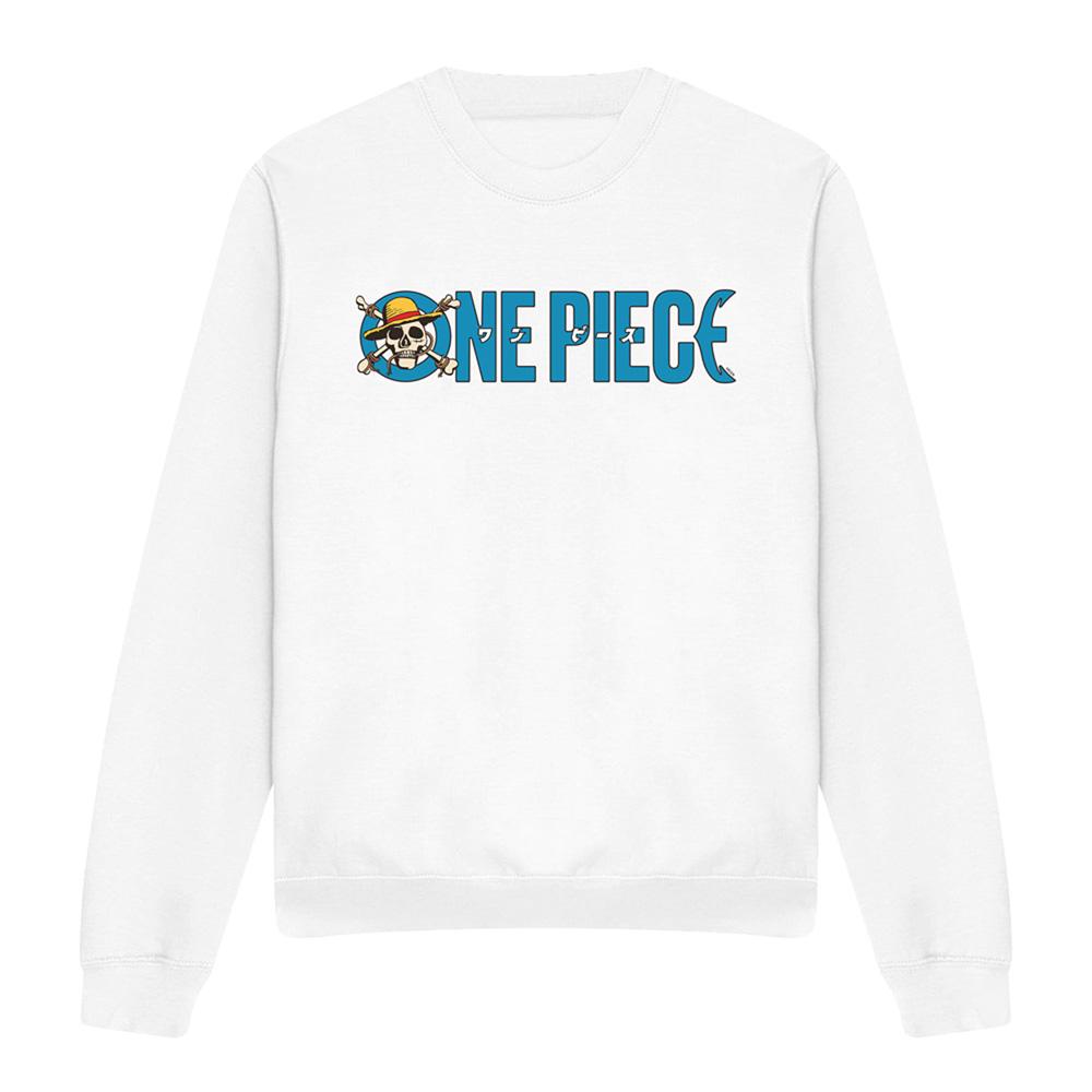 White - Front - One Piece Unisex Adult Luffy Jolly Roger Sweatshirt