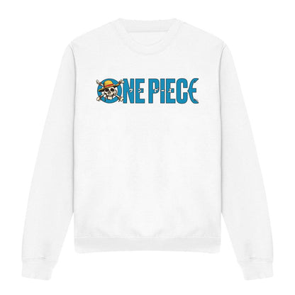 White - Front - One Piece Unisex Adult Luffy Jolly Roger Sweatshirt