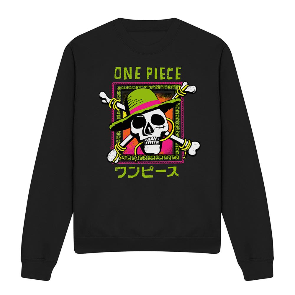 Black - Front - One Piece Unisex Adult Jolly Roger Midweight Sweatshirt