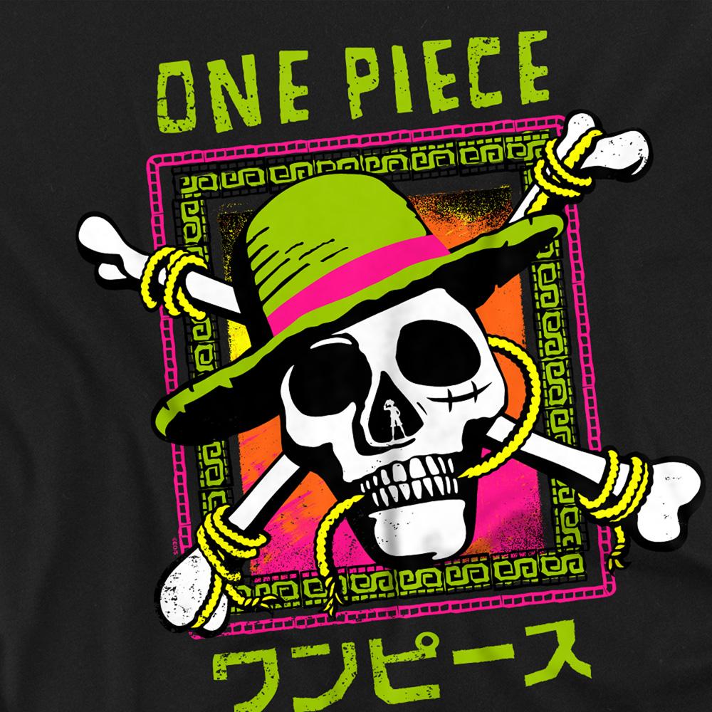Black - Side - One Piece Unisex Adult Jolly Roger Logo Long-Sleeved T-Shirt