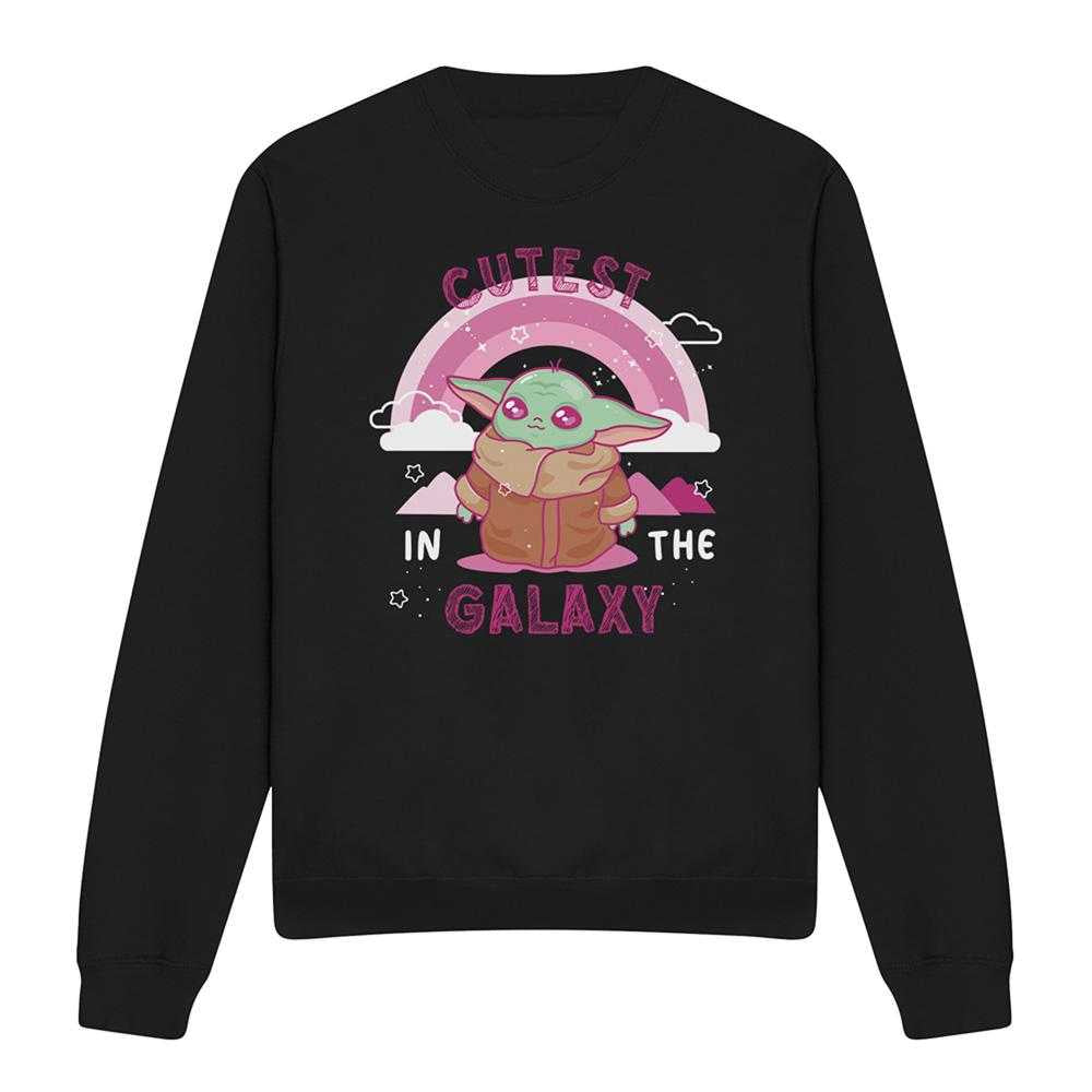Black - Front - Star Wars: The Mandalorian Unisex Adult The Cutest In The Galaxy Grogu Long-Sleeved Sweatshirt